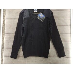 PSC Cobmex Men's L Navy Blue Black Commando VNeck Uniform Sweater 17.6904
